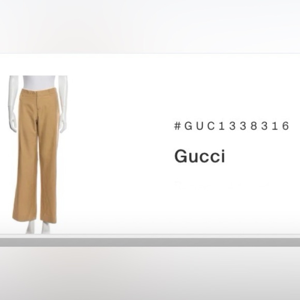 GUCCI designer wide legged tan trousers chinos  menswear for women! Gorgeous.